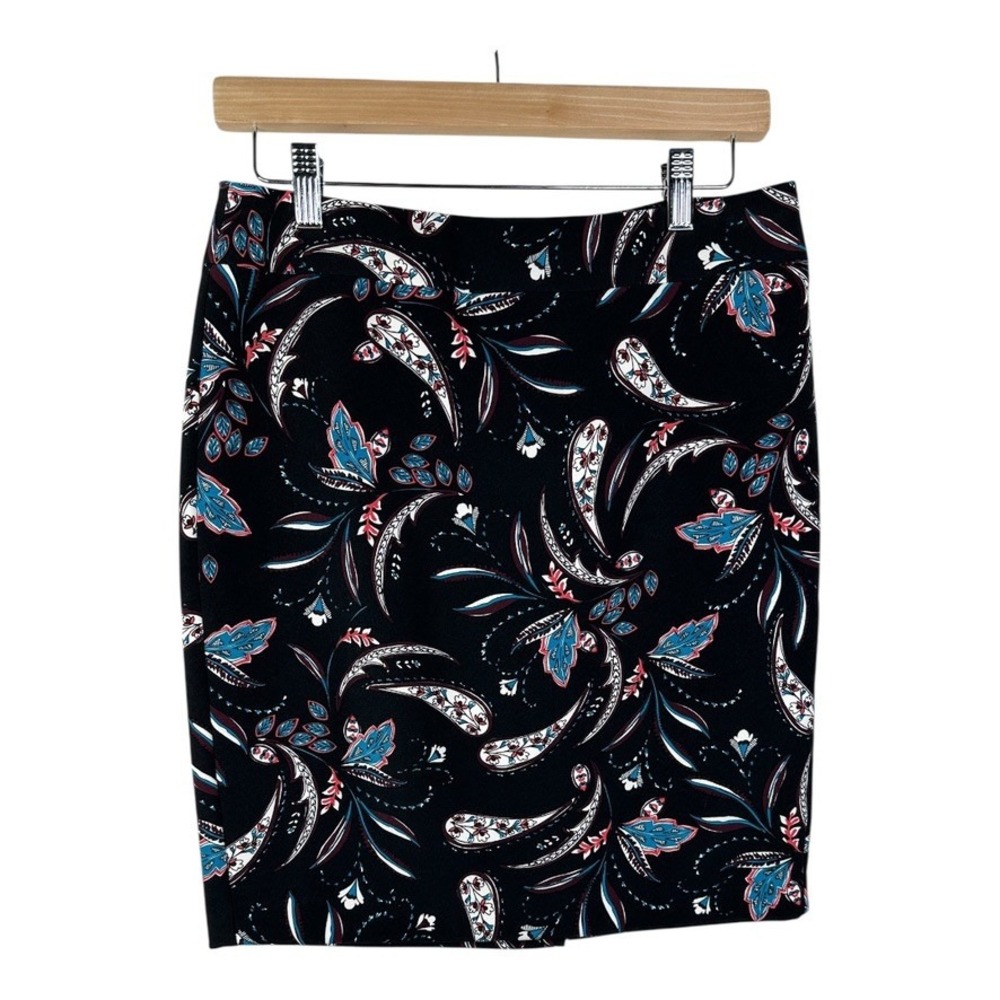 Ann‎ Taylor Factory Petite Women's Paisley High Waist Pencil Skirt Size 4P Black